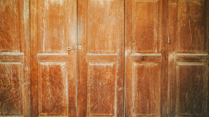 Old wooden doors, Wooden door with steel key and locking background, Retro concepts