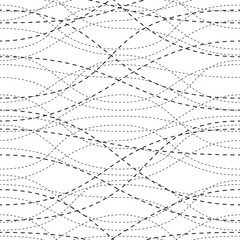 Tangled curvy lines seamless pattern, vector repeat endless background, artistic stripes trendy tiling wallpaper motif. Usable for fabric, wallpaper, wrapping, web and print.