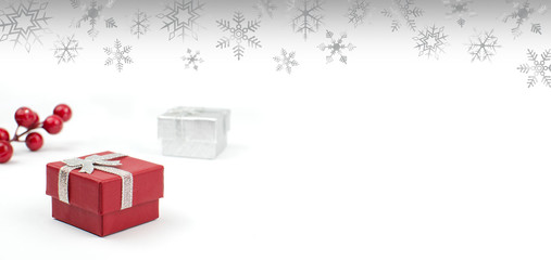 Long christmas or new year greeting card with snowflakes