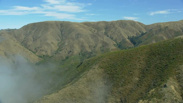 Aerial view Pfeiffer Big Sur State Park mountains