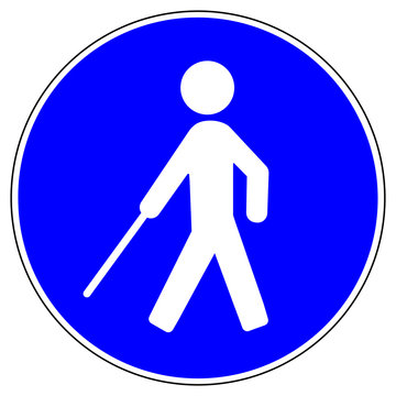 nsrb5 NewSignRoundBlue nsrb - german - Menschen mit Sehbehinderung / Blinde Person - english - people with visual impairment / blind person (walking stick) - blue xxl g6770