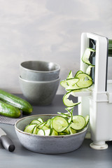 spiralizing cucumber vegetable with spiralizer