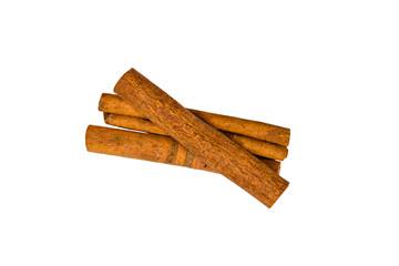 Brown cinnamon sticks isolated on a white background