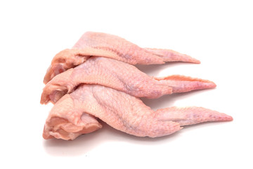 Raw chicken wings isolated on white background. bird wings