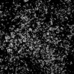 Isolated white water bubbles on black background. Rain water drops. Underwater oxygen.