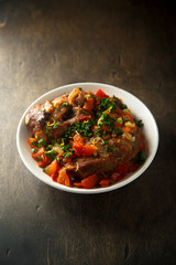Traditional Italian Ossobuco with lemon and parsley sauce