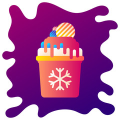 Winter holiday drink gradient flat icon with fluid background.