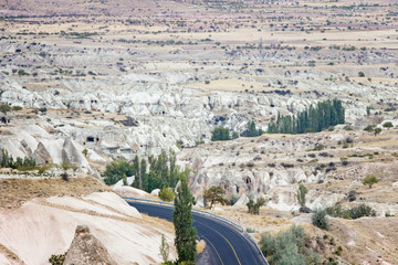 landscape with highway in cappadocia