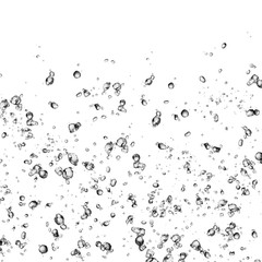 Isolated black water bubbles on white background. Rain water drops. Underwater oxygen. 