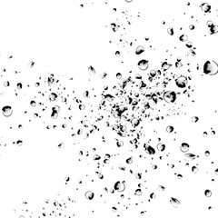 Isolated black water bubbles on white background. Rain water drops. Underwater oxygen. water,water