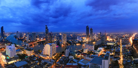 Cityscape of Bangkok Thailand in Twilight time