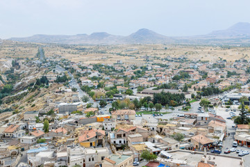 landscape with Uchisar town in Cappadocia	