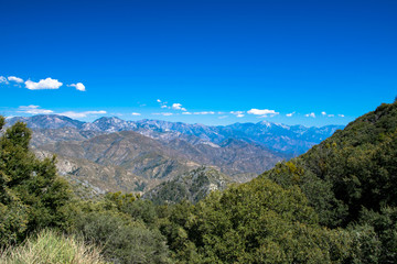 A panorama of the San Gabriel Mountains as taken from Mount Wilson near Glendale, California