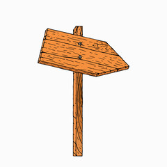 wooden arrow direction signs, road sign, vector illustration isolated on white background
