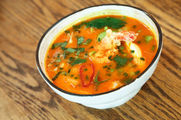 Traditional Indonesian laksa soup