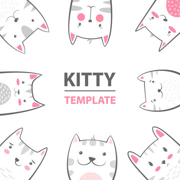 Cat, kitty characters - cartoon template.