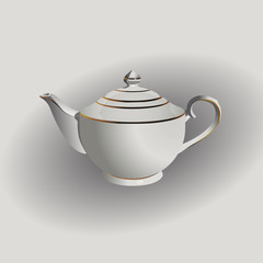 Vector realistic illustration of vintage porcelain pot