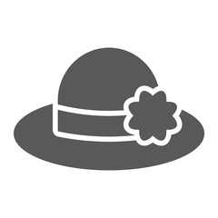 Hat glyph icon, clothing and fashion, womans hat sign, vector graphics, a solid pattern on a white background.