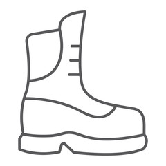 Boot thin line icon, clothing and footwear, shoe sign, vector graphics, a linear pattern on a white background.