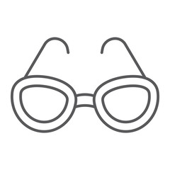 Sunglasses thin line icon, glasses and fashion, eyeglasses sign, vector graphics, a linear pattern on a white background.