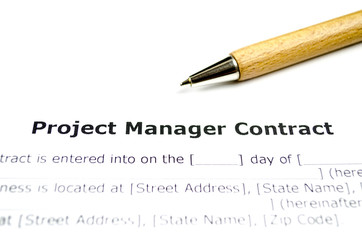 Project manager contract with wooden pen