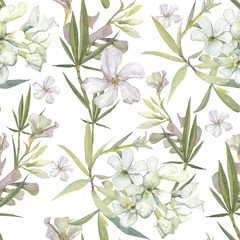 Watercolor white Flower Silhouette Pattern