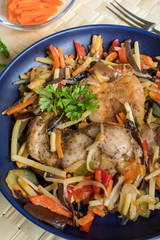 Fillet of chicken with vegetables.