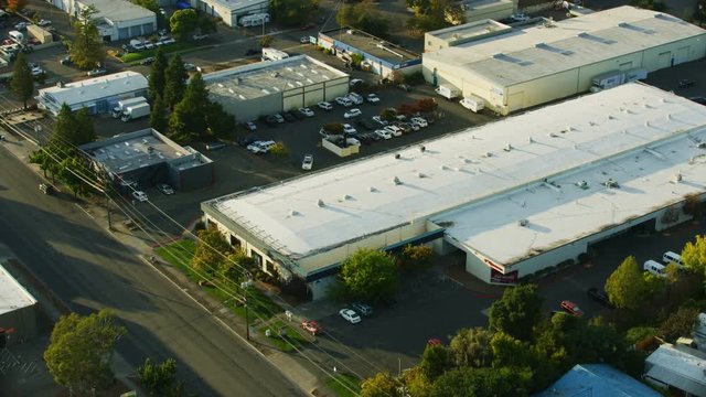 Aerial view commercial industrial estate San Francisco city USA