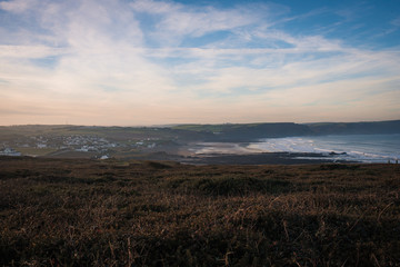 Overlooking Widemouth Bay in Cornwall on a Summers day