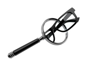 Glasses with magnifying glass