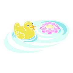 Rubber duck and lotus flower