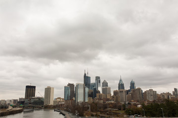 Fototapeta na wymiar Philadelphia Skyline Cloudy