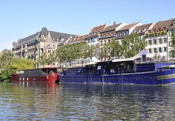 architechture landscape along the river Ill in Strasbourg France