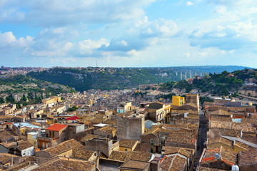 panorama of the historic center of Modica Sicily Italy