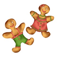 Gingerbread Man, Christmas Gingerbread Cookie, Isolated on White Background, New Year