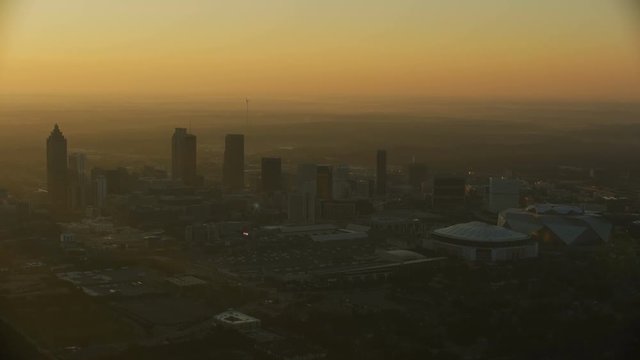 Mercedes Benz football Stadium dawn sunrise aerial Atlanta