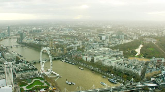 Aerial view of London Eye in Capital city of England