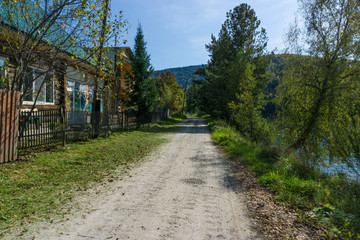 Naklejka premium Walking by siberian village