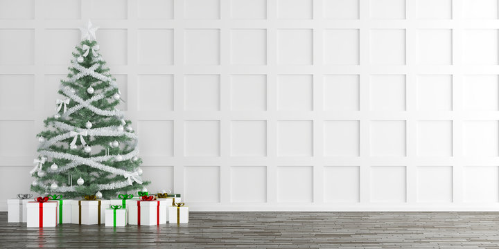 Christmas Tree with Gift Boxes Interior Background