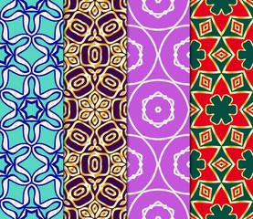 Set of Seamless geometric pattern with modern style ornament on color background. For wallpaper, cover book, fabric, scrapbooks