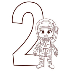 astronaut girl number two black and white