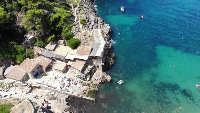 Flight over Cala Deia in Mallorca Tramuntana Mountains