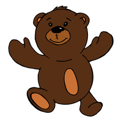 Vector illustration of a bear cub. Toy bear. Hand drawn children's toy bear.