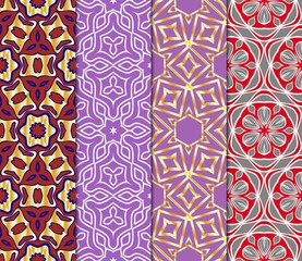 Set of Seamless texture of floral ornament. Vector illustration. For the interior design, printing, web and textile