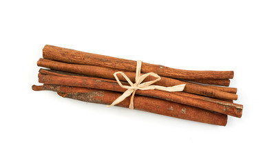 Macro Foto of Dry Cinnamon Sticks Isolated on White