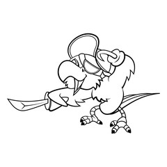 Cute Little Parrots Play sword and act like a pirates coloring book cartoon vector
