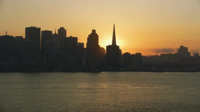 Aerial sunset view Salesforce Tower San Francisco USA