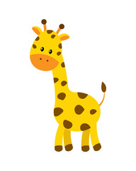 Fototapeta na wymiar Cute cartoon giraffe vector illustration isolated on white backg