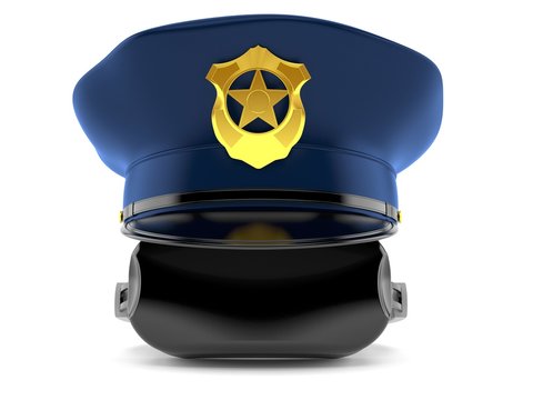 VR headset with police hat