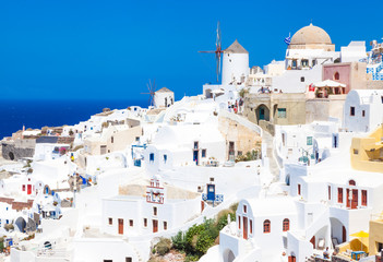 Naklejka premium Santorini. The Greek city of Oia on the island of Santorini.